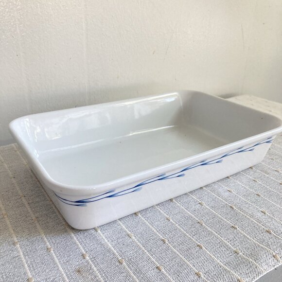 VTG Kari Trestakk Norway Casserole Porcelain Baking Dish Abstract Forks Design - Picture 3 of 11